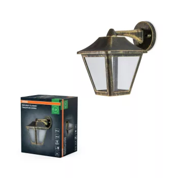   OSRAM ENDURA® hagyományos alumínium lefelé világító oldalfali lámpa, kültéri, fekete/arany, E27, alumínium, IP44, hossz: 230 mm ( 4099854452352 )