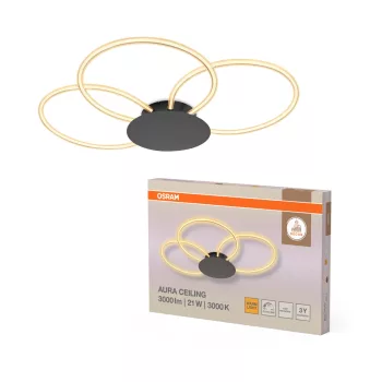   OSRAM Dekor Gyűrű LED mennyezeti lámpa 3000 K, beltéri, sötétszürke, 2200 lm, 21 W, 3000 K, PC, IP20, magasság: 913 mm, kattintásos dimmelhető ( 4099854452475 )