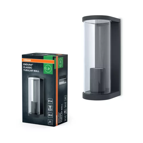 OSRAM ENDURA® cső formájú oldalfali lámpa, kültéri, sötétszürke, E27, alumínium, IP44, hossz: 222 mm ( 4099854452499 )