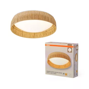  OSRAM Dekor bambuszpapír LED mennyezeti lámpa 3000 K, beltéri, barna, 1150 lm, 28 W, 3000 K, bambusz papír és acél, IP20, átmérő: 500 mm, magasság: 130 mm ( 4099854452819 )