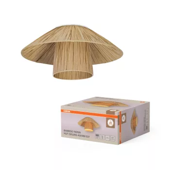   OSRAM Dekor bambuszpapír mennyezeti lámpa, beltéri, barna, E27, bambusz papír és acél, IP20, átmérő: 400 mm, magasság: 186 mm ( 4099854452864 )