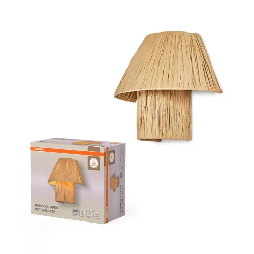 OSRAM Dekor bambuszpapír oldalfali lámpa, beltéri, barna, E27, bambusz papír és acél, IP20, hossz: 280 mm ( 4099854452895 )
