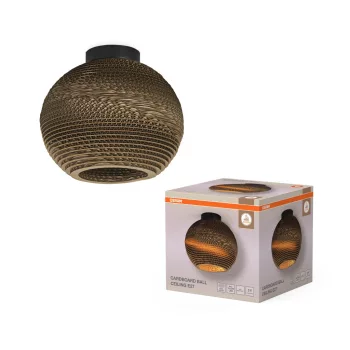   OSRAM Dekor kartonpapír labda mennyezeti lámpa, beltéri, barna, E27, karton és acél, IP20, átmérő: 260 mm, magasság: 230 mm ( 4099854453083 )