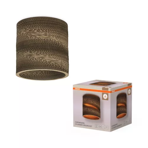 OSRAM Dekor kartonpapír henger mennyezeti lámpa, beltéri, barna, E27, karton és acél, IP20, átmérő: 250 mm, magasság: 260 mm ( 4099854453120 )