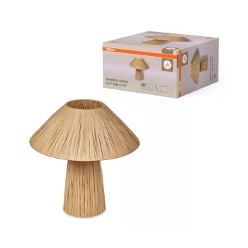   OSRAM Dekor bambuszpapír asztali lámpa, beltéri, barna, E27, bambusz papír és acél, IP20, átmérő: 400 mm, magasság: 405 mm ( 4099854453694 )