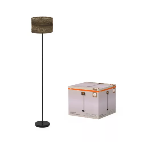 OSRAM Dekor kartonpapír henger álló lámpa, beltéri, barna, E27, karton és acél, IP20, átmérő: 300 mm, magasság: 1600 mm ( 4099854453953 )