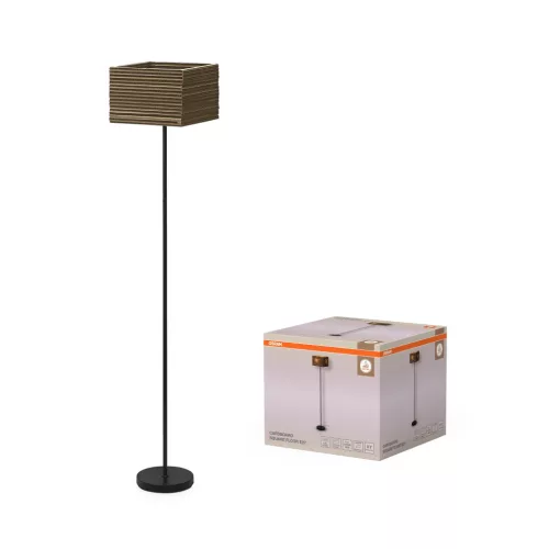 OSRAM Dekor kartonpapír négyzet álló lámpa, beltéri, barna, E27, karton és acél, IP20, méret: 300 × 300 mm ( 4099854454011 )