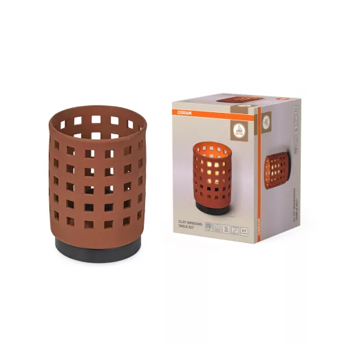OSRAM Dekor agyag asztali lámpa, beltéri, barna, E27, agyag és acél, IP20, átmérő: 145 mm, magasság: 203 mm ( 4099854454172 )