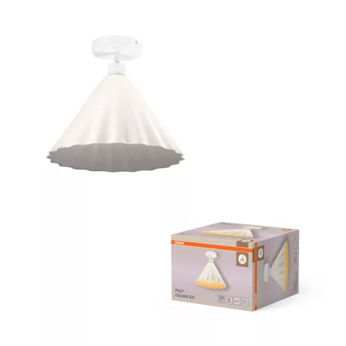 OSRAM Dekor papírmasé mennyezeti lámpa, beltéri, fehér, E27, papírmasé és acél, IP20, átmérő: 310 mm, magasság: 290 mm ( 4099854454622 )