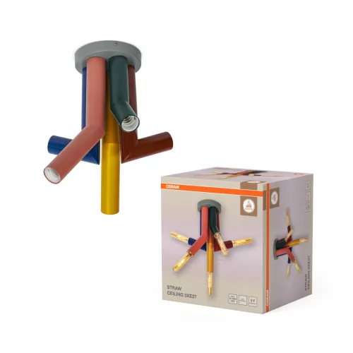 OSRAM Dekor többszínű szalma mennyezeti lámpa, beltéri, többszínű, 5 × E27, acél, IP20, magasság: 339 mm ( 4099854454660 )