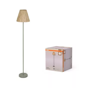   OSRAM Decor rafia álló lámpa, beltéri, zöld, barna, E27, rafia és acél, IP20, átmérő: 300 mm, magasság: 1600 mm ( 4099854454943 )
