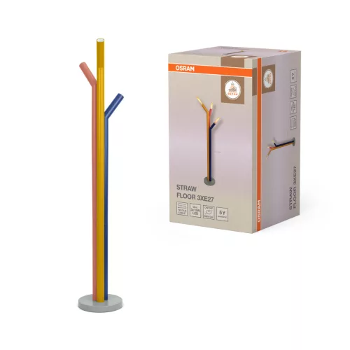 OSRAM Dekor többszínű szalma álló lámpa, beltéri, többszínű, 3 × E27, acél, IP20, átmérő: 257 mm, magasság: 1465 mm ( 4099854454981 )