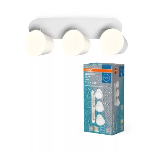 OSRAM beépíthető (recess) IP44 LED spot lámpa, 3 fejes, beltéri / fedett kültéri, fehér, 1000 lm, 20 W, 3000 K / 4000 K, alumínium, IP44, hossz: 350 mm, kapcsolós színhőmérséklet ( 4099854455087 )