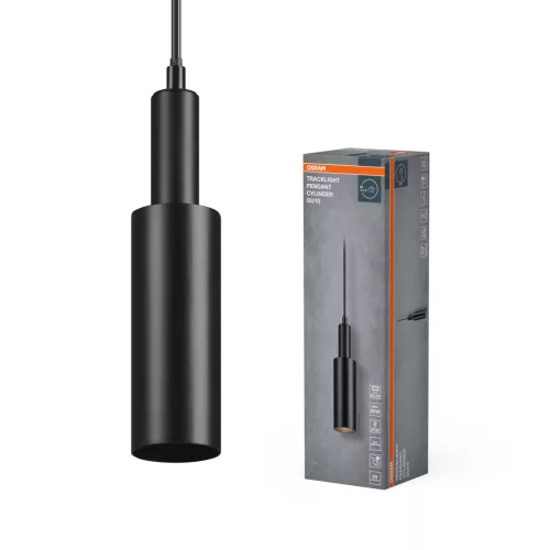 OSRAM Tracklight sínrendszerhez függesztős spot lámpa, henger kivitel, magasságában állítható, beltéri, fekete, GU10, acél, IP20, hossz: 1500 mm, átmérő: 55 mm ( 4099854455223 )