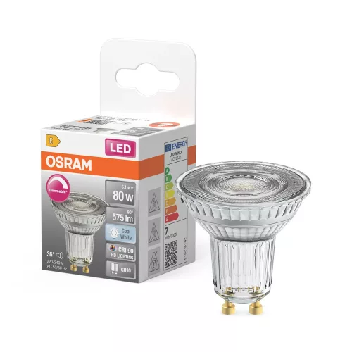 OSRAM Superstar dimmelhető LED izzó spot forma (PAR16), GU10, 6,1W, 575lm, 4000K semleges fehér