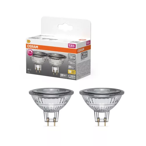 OSRAM Superstar dimm. LED izzó spot forma (MR16), GU5.3 foglalat, 3,4W, 345lm, 2700K meleg fehér 2db
