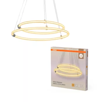   OSRAM Dekor Gyűrű LED 2 × függesztett lámpa 3000 K, beltéri, sötétszürke, 2400 lm, 21 W, 3000 K, PC, IP20, átmérő: 498 mm, hossz: 800 mm, kattintásos dimmelhető ( 4099854458163 )