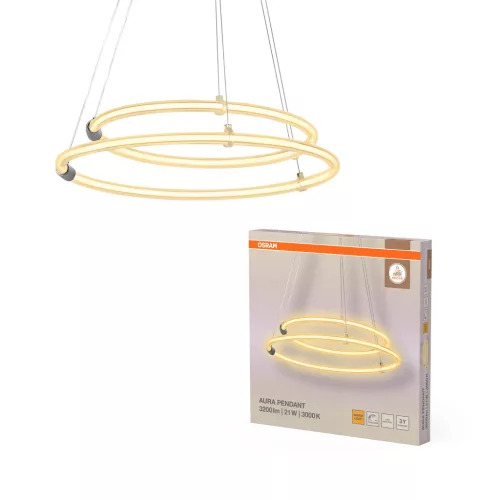 OSRAM Dekor Gyűrű LED 2 × függesztett lámpa 3000 K, beltéri, sötétszürke, 2400 lm, 21 W, 3000 K, PC, IP20, átmérő: 498 mm, hossz: 800 mm, kattintásos dimmelhető ( 4099854458163 )