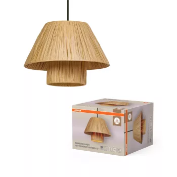   OSRAM Dekor bambuszpapír függő lámpa, beltéri, barna, E27, bambusz papír és acél, IP20, átmérő: 280 mm, hossz: 1200 mm ( 4099854458521 )