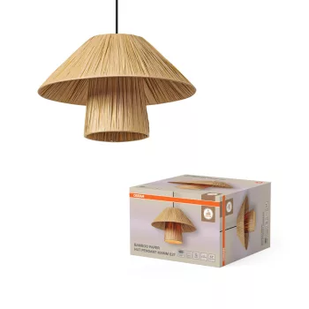   OSRAM Dekor bambuszpapír függő lámpa, beltéri, barna, E27, bambusz papír és acél, IP20, átmérő: 400 mm, hossz: 1200 mm ( 4099854458569 )