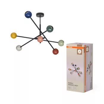   OSRAM Dekor többszínű buborék függő lámpa, beltéri, többszínű, 6 × E27, acél, IP20, hossz: 700 mm ( 4099854458583 )