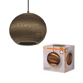   OSRAM Dekor kartonpapír labda függő lámpa, beltéri, barna, E27, karton és acél, IP20, átmérő: 260 mm, hossz: 1270 mm ( 4099854458804 )