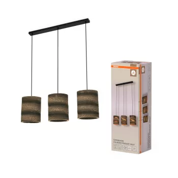   OSRAM Dekor kartonpapír henger függő lámpa, beltéri, barna, 3 × E27, karton és acél, IP20, hossz: 1300 mm ( 4099854458842 )
