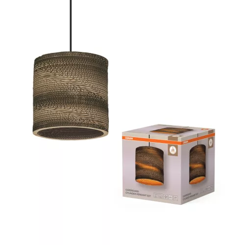 OSRAM Dekor kartonpapír henger függő lámpa, beltéri, barna, E27, karton és acél, IP20, átmérő: 250 mm, hossz: 1300 mm ( 4099854458866 )