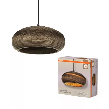   OSRAM Dekor kartonpapír csepp függő lámpa, beltéri, barna, E27, karton és acél, IP20, átmérő: 400 mm, hossz: 1250 mm ( 4099854458880 )