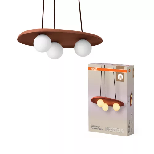 OSRAM Dekor agyag fészek függő lámpa, beltéri, barna, 3 × G9, agyag, IP20, hossz: 1500 mm ( 4099854459061 )