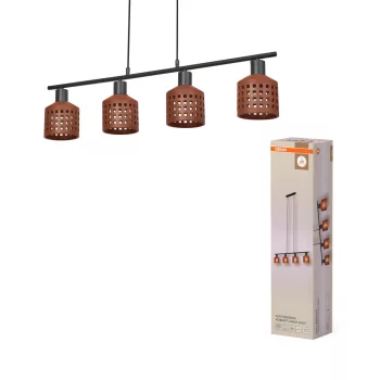   OSRAM Dekor agyag függő lámpa, beltéri, barna, 4 × E27, agyag és acél, IP20, hossz: 1500 mm ( 4099854459085 )