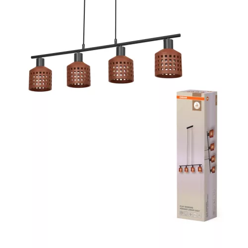 OSRAM Dekor agyag függő lámpa, beltéri, barna, 4 × E27, agyag és acél, IP20, hossz: 1500 mm ( 4099854459085 )
