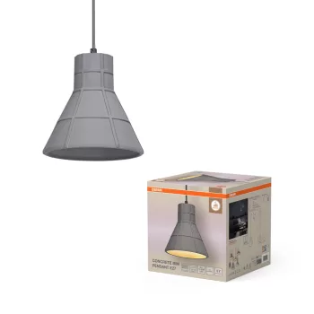   OSRAM Dekor beton függő lámpa, beltéri, sötétszürke, E27, beton és acél, IP20, átmérő: 200 mm, hossz: 1250 mm ( 4099854459146 )