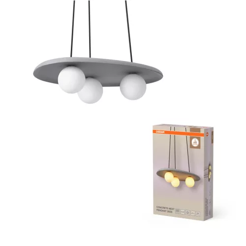 OSRAM Dekor beton fészek függő lámpa, beltéri, szürke, 3 × G9, beton, IP20, hossz: 1500 mm ( 4099854459160 )
