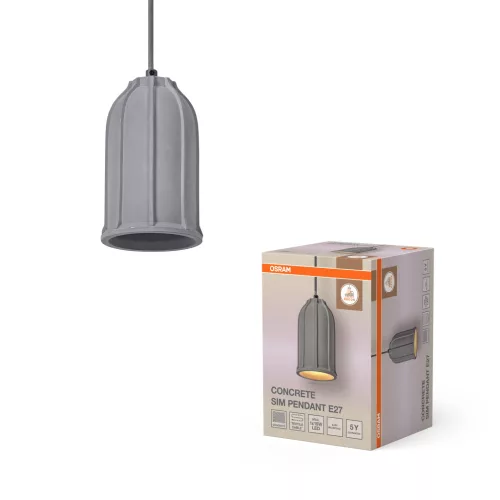 OSRAM Dekor beton függő lámpa, beltéri, sötétszürke, E27, beton és acél, IP20, átmérő: 115 mm, hossz: 1235 mm ( 4099854459221 )