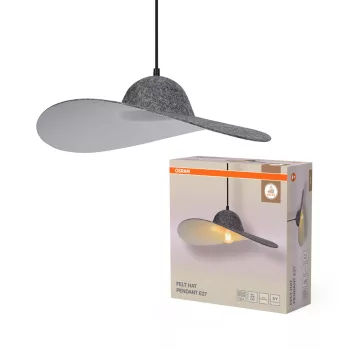   OSRAM Dekor filc kalap függő lámpa, beltéri, sötétszürke, E27, filc és acél, IP20, átmérő: 500 mm, hossz: 1500 mm ( 4099854459320 )