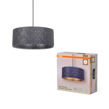   OSRAM Dekor filcszőttes függő lámpa, beltéri, sötétszürke, 3 × E27, filc és acél, IP20, átmérő: 480 mm, hossz: 1210 mm ( 4099854459382 )