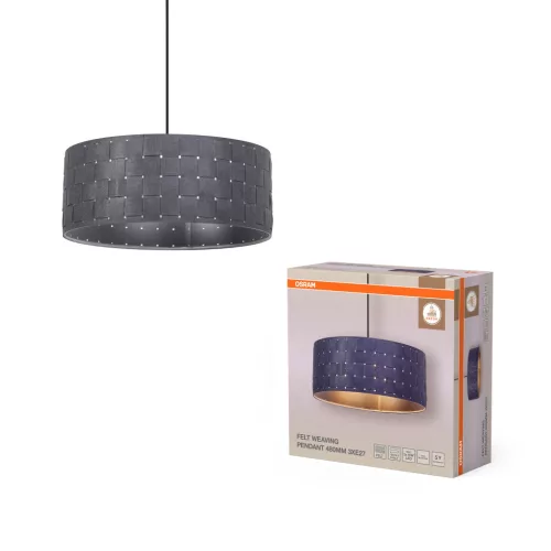 OSRAM Dekor filcszőttes függő lámpa, beltéri, sötétszürke, 3 × E27, filc és acél, IP20, átmérő: 480 mm, hossz: 1210 mm ( 4099854459382 )
