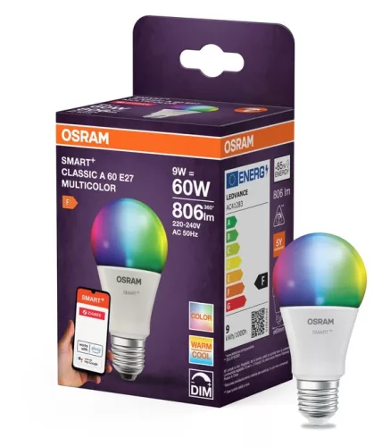 OSRAM SMART+ Zigbee LED izzó, E27 foglalat, 9W, 2700–6500K állítható, 806lm, prémium világítás