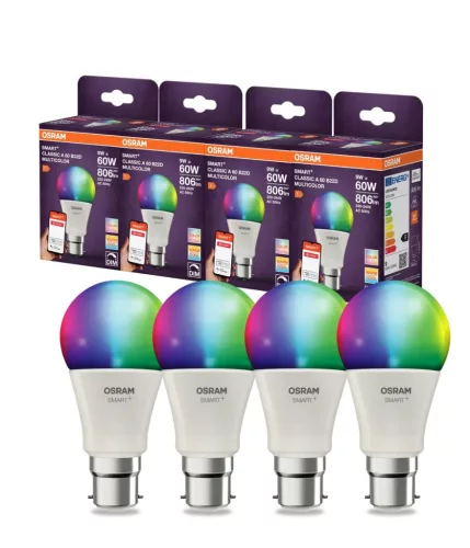 OSRAM SMART+ Zigbee LED izzó, körte forma, matt plasztik, B22d foglalat, 9W, RGB állítható, 806lm