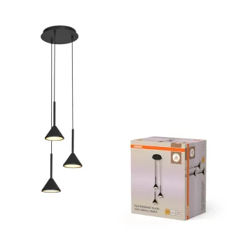   OSRAM Dekor Fuji LED 3 × függesztett lámpa, beltéri, fekete, 500 lm, 13 W, 3000 K, acél, IP20, átmérő: 290 mm, hossz: 1500 mm ( 4099854460418 )