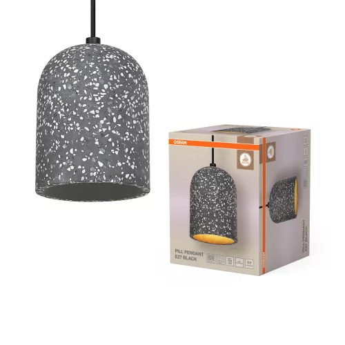 OSRAM Dekor Pill függő lámpa, beltéri, fekete, E27, terrazzo, IP20, átmérő: 150 mm, hossz: 1500 mm ( 4099854460715 )