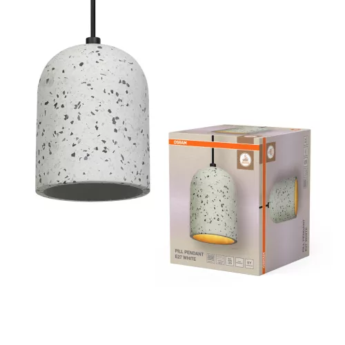 OSRAM Dekor Pill függő lámpa, beltéri, fehér, E27, terrazzo, IP20, átmérő: 150 mm, hossz: 1500 mm ( 4099854460739 )