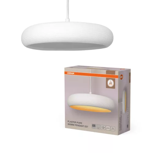 OSRAM Dekor gipsz függő lámpa, beltéri, fehér, E27, gipsz és acél, IP20, átmérő: 298 mm, hossz: 1130 mm ( 4099854460876 )