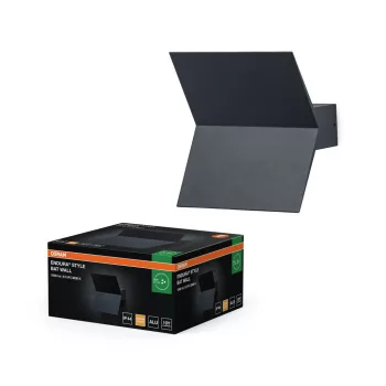   OSRAM ENDURA® denevér formájú LED oldalfali lámpa, kültéri, sötétszürke, 580 lm, 9,5 W, 3000 K, alumínium, IP44, hossz: 177 mm ( 4099854461361 )
