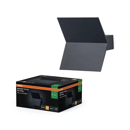 OSRAM ENDURA® denevér formájú LED oldalfali lámpa, kültéri, sötétszürke, 580 lm, 9,5 W, 3000 K, alumínium, IP44, hossz: 177 mm ( 4099854461361 )