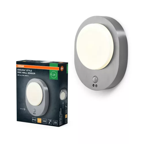 OSRAM ENDURA® formájú LED oldalfali lámpa mozgásérzékelővel, kültéri, acél, 370 lm, 8 W, 3000 K, rozsdamentes acél, IP44, hossz: 244 mm ( 4099854461439 )