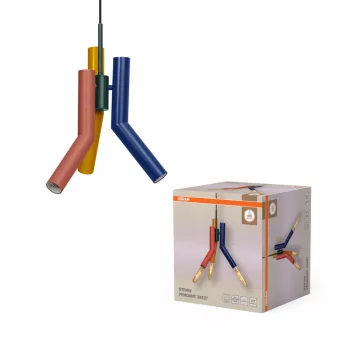   OSRAM Dekor többszínű szalma függő lámpa, beltéri, többszínű, 3 × E27, acél, IP20, átmérő: 320 mm, hossz: 1340 mm ( 4099854461552 )