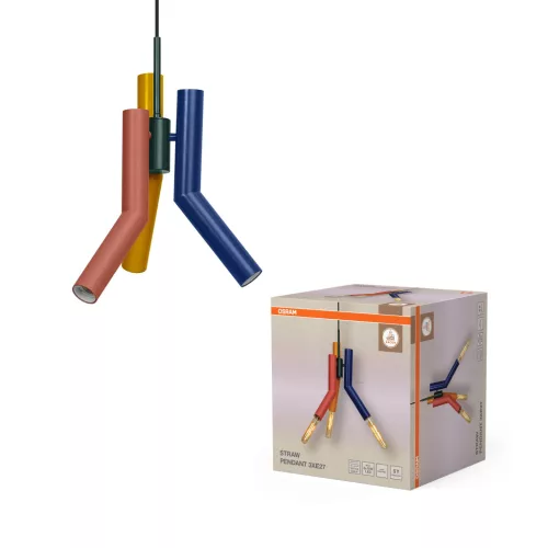 OSRAM Dekor többszínű szalma függő lámpa, beltéri, többszínű, 3 × E27, acél, IP20, átmérő: 320 mm, hossz: 1340 mm ( 4099854461552 )