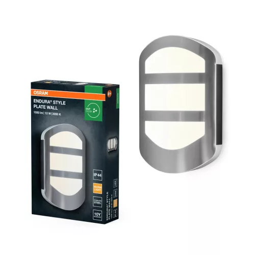 OSRAM ENDURA® tányér LED oldalfali lámpa, kültéri, acél, 650 lm, 12 W, 3000 K, acél, IP44, hossz: 280 mm ( 4099854461576 )